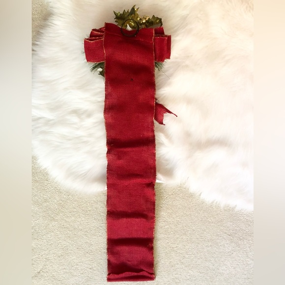 Red Burlap Christmas Jingling Bells Door Hanger - Picture 7 of 8